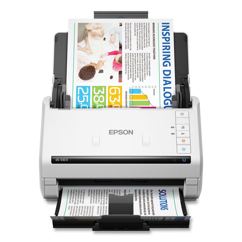 Epson DS-530 II Color Duplex Document Scanner, 600 dpi Optical Resolution, 50-Sheet Duplex Auto Document Feeder