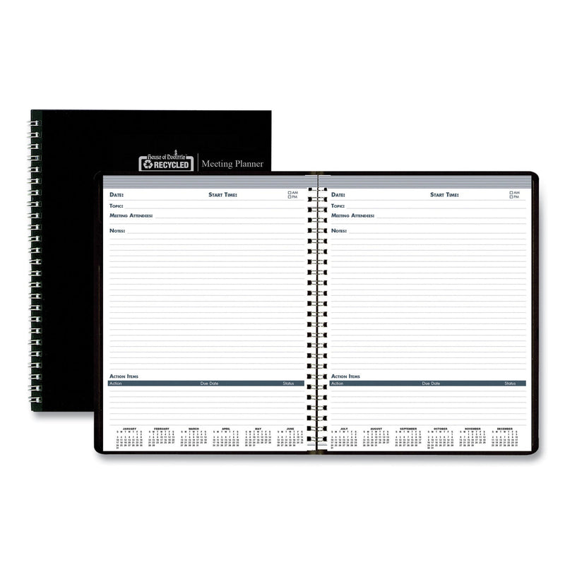 House of Doolittle Recycled Meeting Note Planner, 11 x 8.5, Black Cover, 12-Month (Jan to Dec): 2023