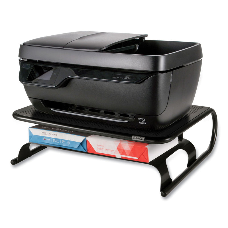 Allsop Metal Art Printer and Monitor Stand Plus, 18" x 13.5" x 6", Black, Supports 50 lbs