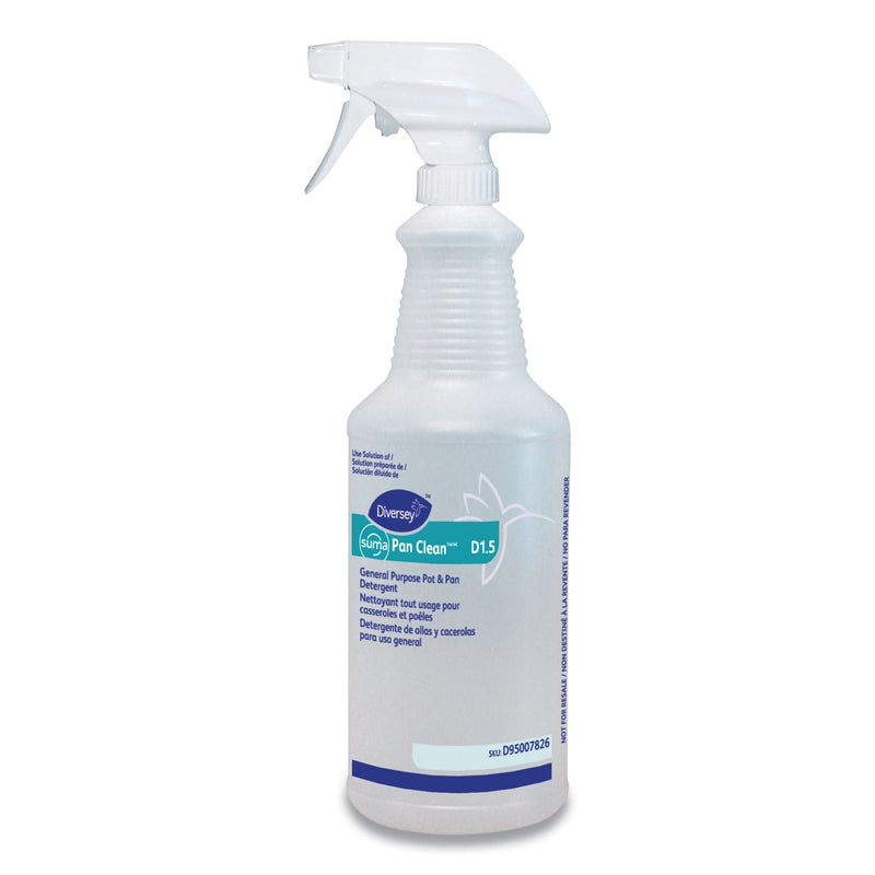Diversey Pan Clean Spray Bottle, 32 oz, Clear, 12/Carton