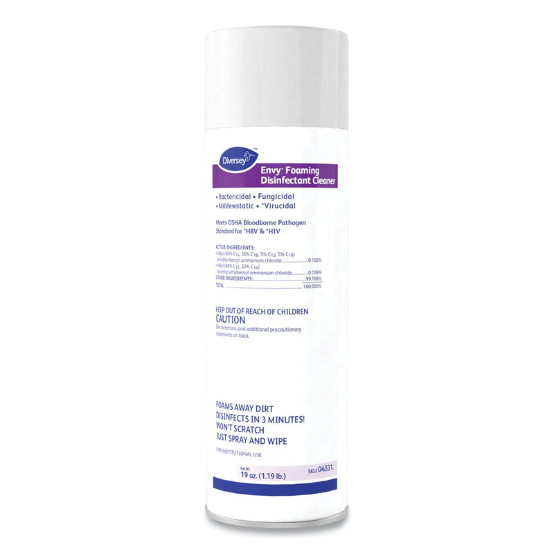 Diversey Envy Foaming Disinfectant Cleaner, Lavender Scent, 19 oz Aerosol Spray, 12/Carton