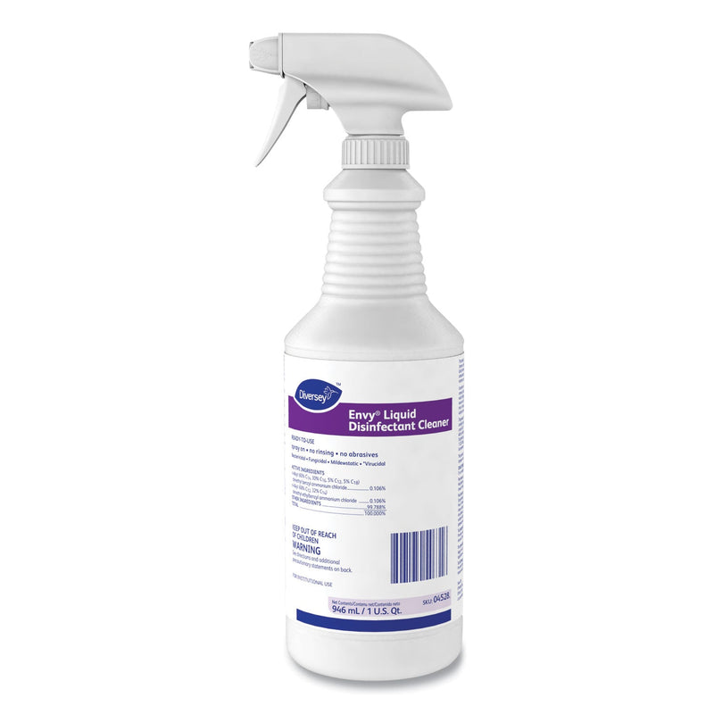 Diversey Envy Liquid Disinfectant Cleaner, Lavender, 32 oz Spray Bottle, 12/Carton