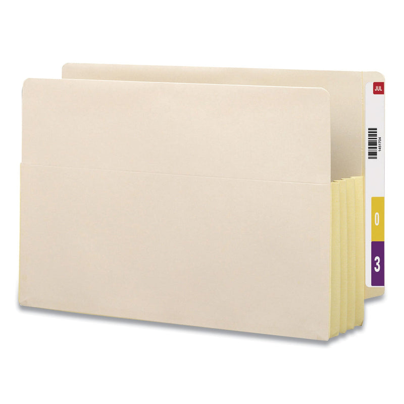 Smead Manila End Tab File Pockets with Tyvek-Lined Gussets, 3.5" Expansion, Legal Size, Manila, 10/Box