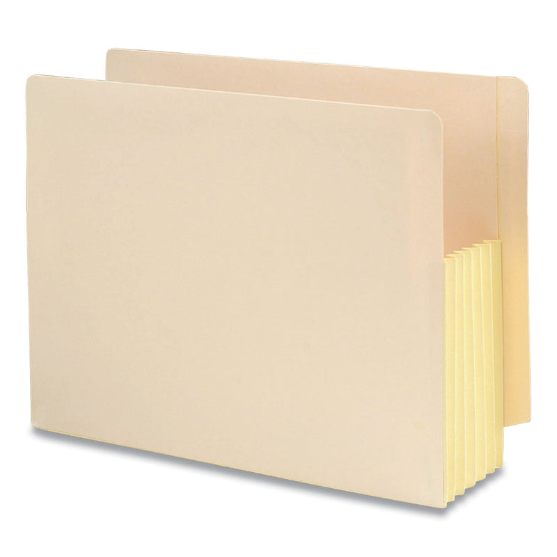 Smead Manila End Tab File Pockets with Tyvek-Lined Gussets, 5.25" Expansion, Letter Size, Manila, 10/Box