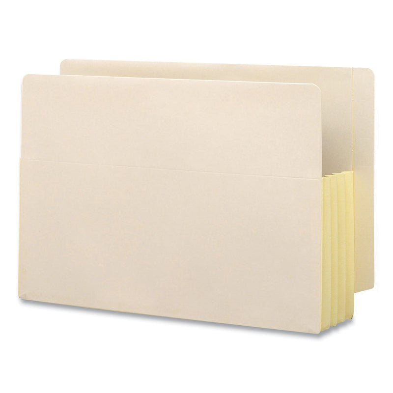 Smead Manila End Tab File Pockets with Tyvek-Lined Gussets, 3.5" Expansion, Legal Size, Manila, 10/Box