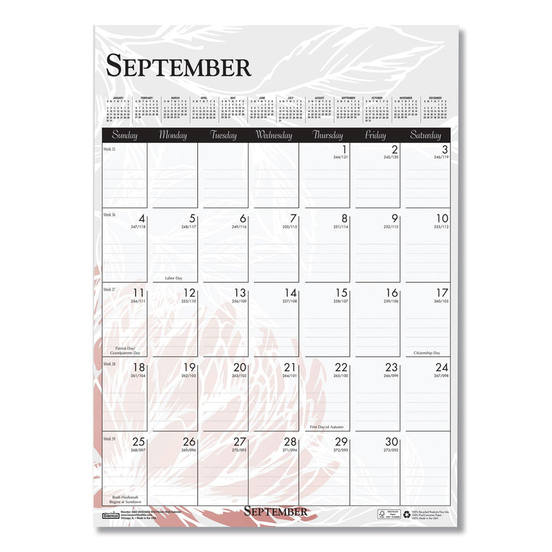 House of Doolittle Recycled Wild Flower Wall Calendar, Wild Flowers Artwork, 12 x 16.5, White/Multicolor Sheets, 12-Month (Jan to Dec): 2023