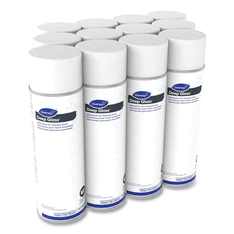 Diversey Deep Gloss Stainless Steel Maintainer, 16 oz Aerosol Spray, 12/Carton