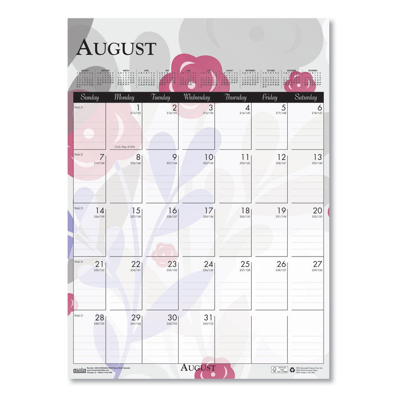 House of Doolittle Recycled Wild Flower Wall Calendar, Wild Flowers Artwork, 12 x 16.5, White/Multicolor Sheets, 12-Month (Jan to Dec): 2023