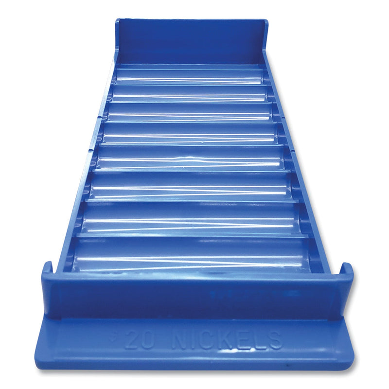 CONTROLTEK Stackable Plastic Coin Tray, 10 Compartments, Stackable, 3.75 x 10.5 x 1.5, Blue, 2/Pack
