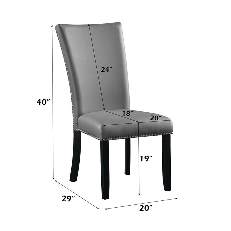 Caralin - Side Chair (Set of 2) - Gray Synthetic Leather & Black