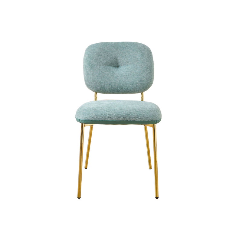 Modern Dining Chairs (Set of 2) Upholstered Accent Chairs With Metal Legs Space Saving Contemporary Seating - Green