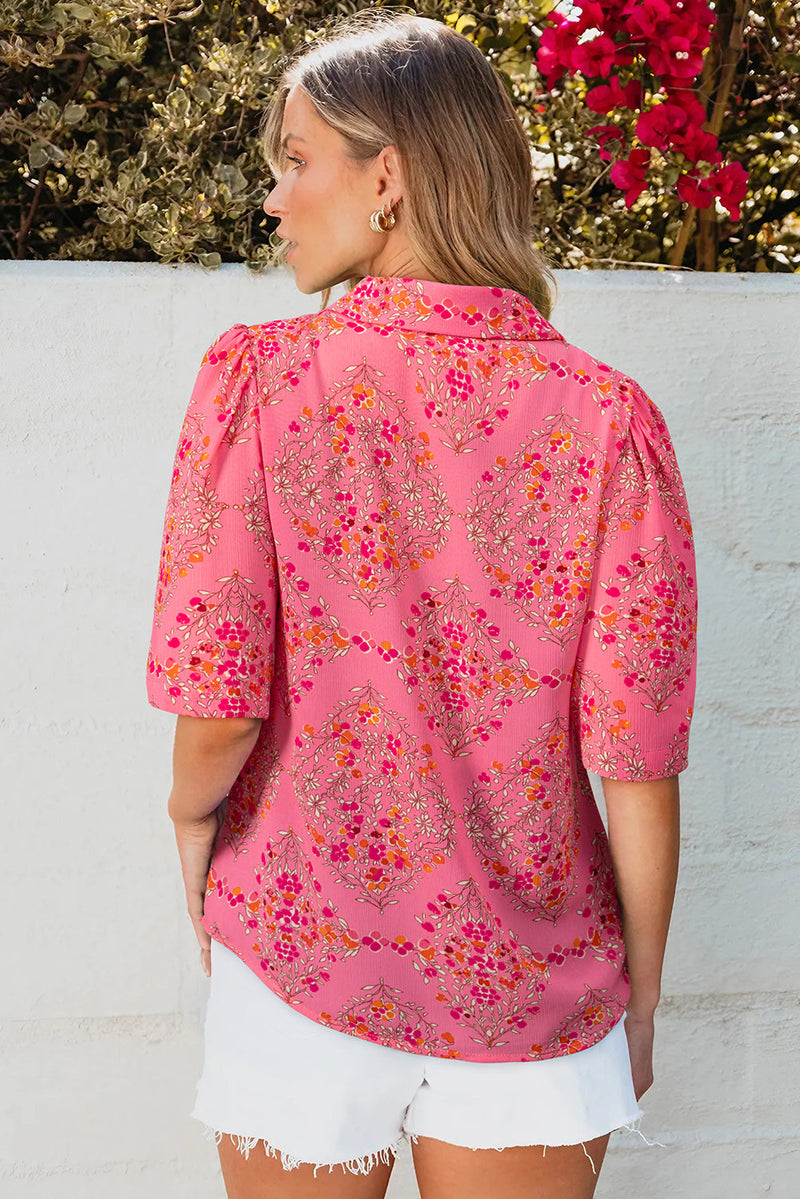 Josephine Floral Wide Short Sleeve Loose Top