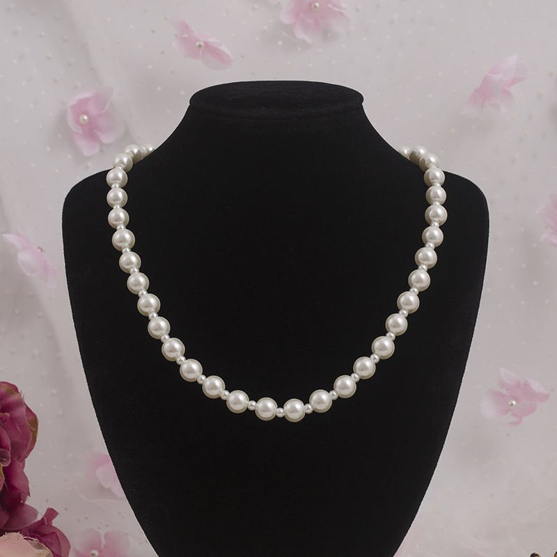 White Glass Pearl Necklace Women