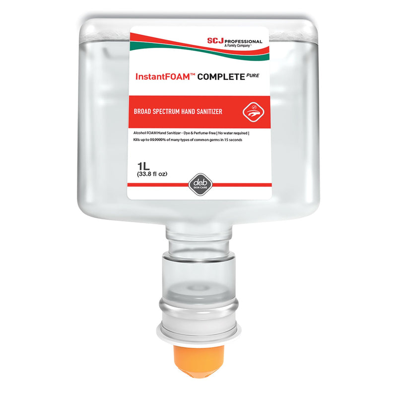 SC Johnson Professional InstantFOAM COMPLETE PURE Alcohol Hand Sanitizer, 1 L Refill, Fragrance-Free, 3/Carton