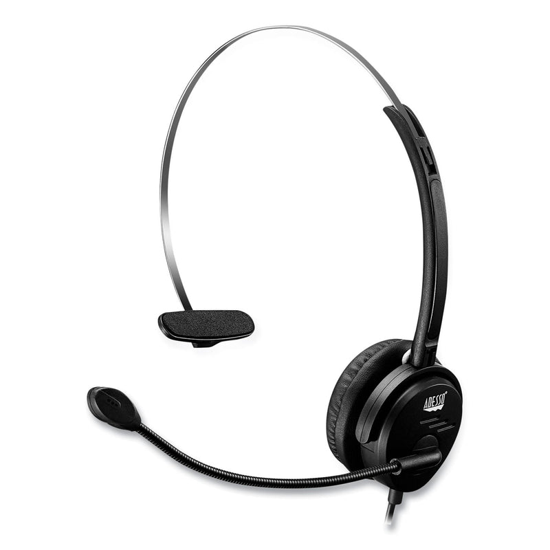 Adesso Xtream P1 USB Wired Multimedia Headset with Microphone, Monaural Over the Head, Black