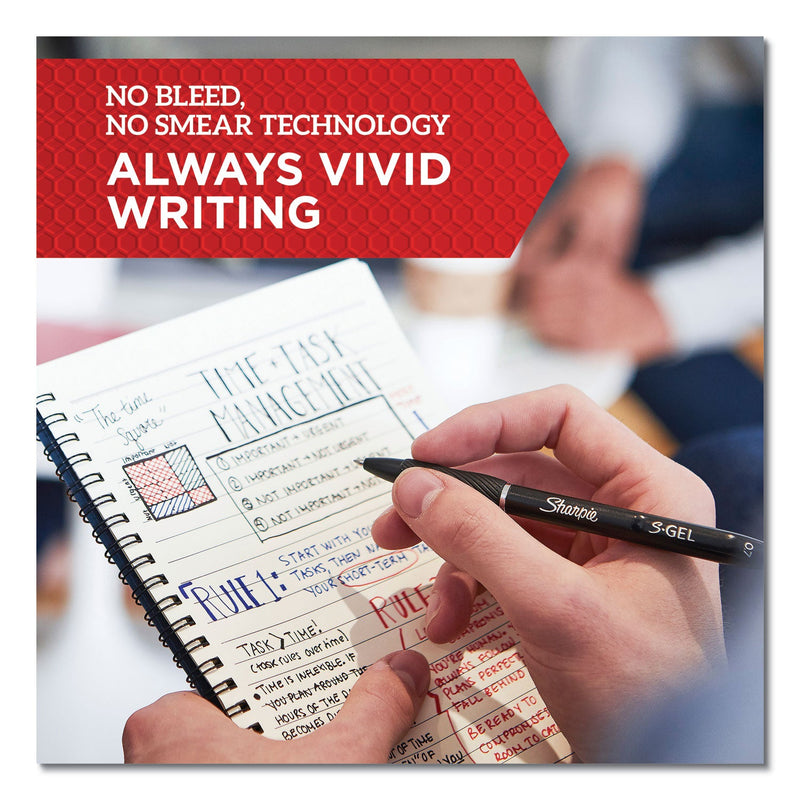 Sharpie S-Gel High-Performance Gel Pen, Retractable, Bold 1 mm, Black Ink, Black Barrel, Dozen