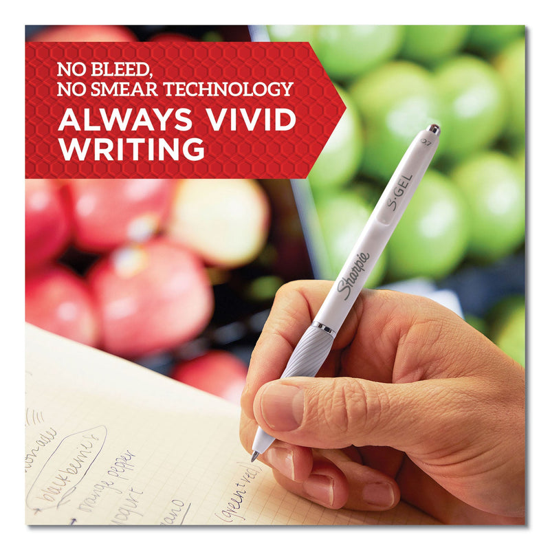 Sharpie S-Gel Fashion Barrel Gel Pen, Retractable, Medium 0.7 mm, Black Ink, Pearl White Barrel, Dozen