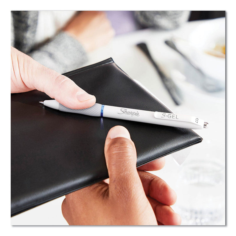 Sharpie S-Gel Fashion Barrel Gel Pen, Retractable, Medium 0.7 mm, Black Ink, Pearl White Barrel, Dozen