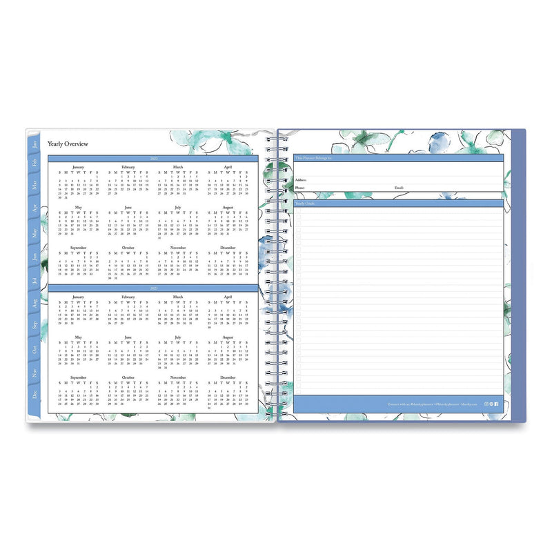 Blue Sky Lindley Monthly Planner, Lindley Floral Artwork, 10 x 8, White/Blue/Green Cover, 12-Month (Jan to Dec): 2023
