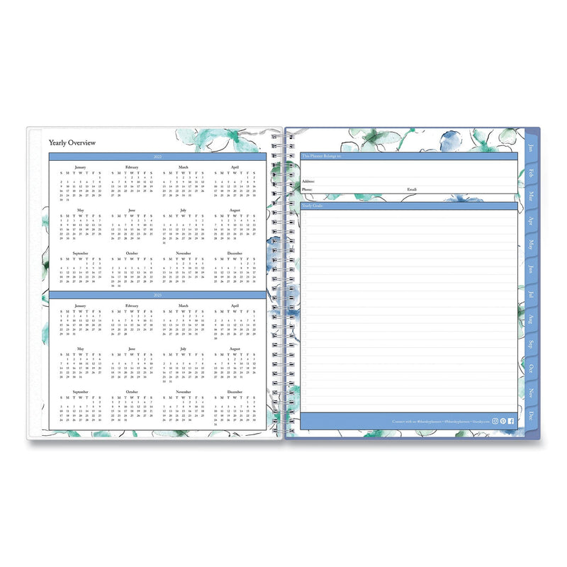 Blue Sky Lindley Weekly/Monthly Planner, Lindley Floral Artwork, 11 x 8.5, White/Blue/Green Cover, 12-Month (Jan to Dec): 2023