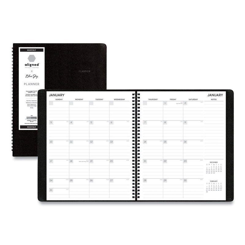 Blue Sky Aligned Monthly Planner with Built-In Pocket Page, 11 x 9, Black Cover, 12-Month (Jan to Dec): 2023