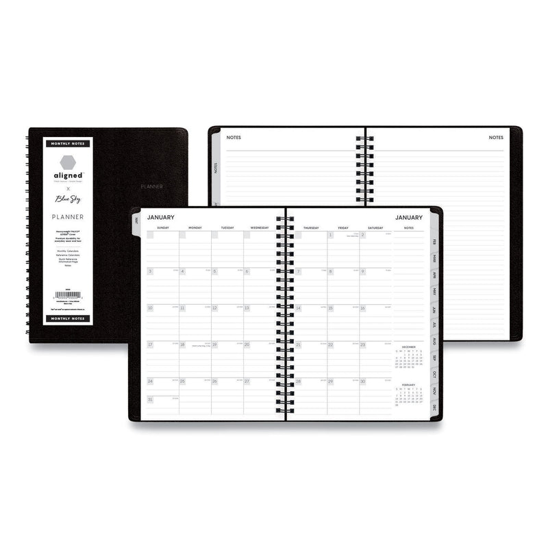 Blue Sky Aligned Monthly Planner with Contacts Page and Extra Notes Pages, 8.63 x 5.88, Black Cover, 12-Month (Jan to Dec): 2023