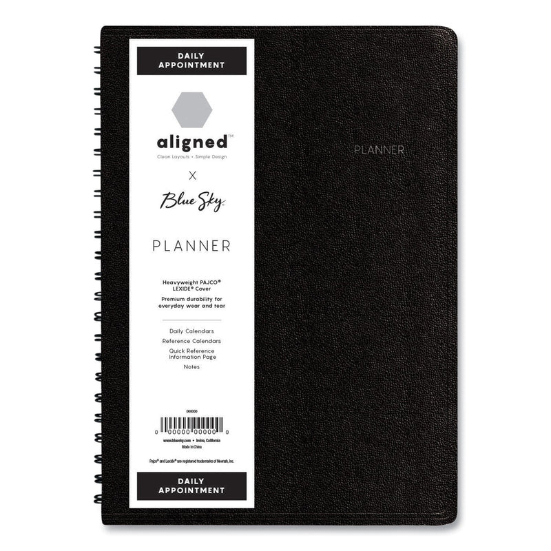 Blue Sky Aligned Daily Appointment Planner, 8 x 5, Black Cover, 12-Month (Jan to Dec): 2023