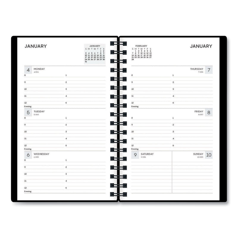 Blue Sky Aligned Weekly Contacts Planner, 6 x 3.5, Black Cover, 12-Month (Jan to Dec): 2023