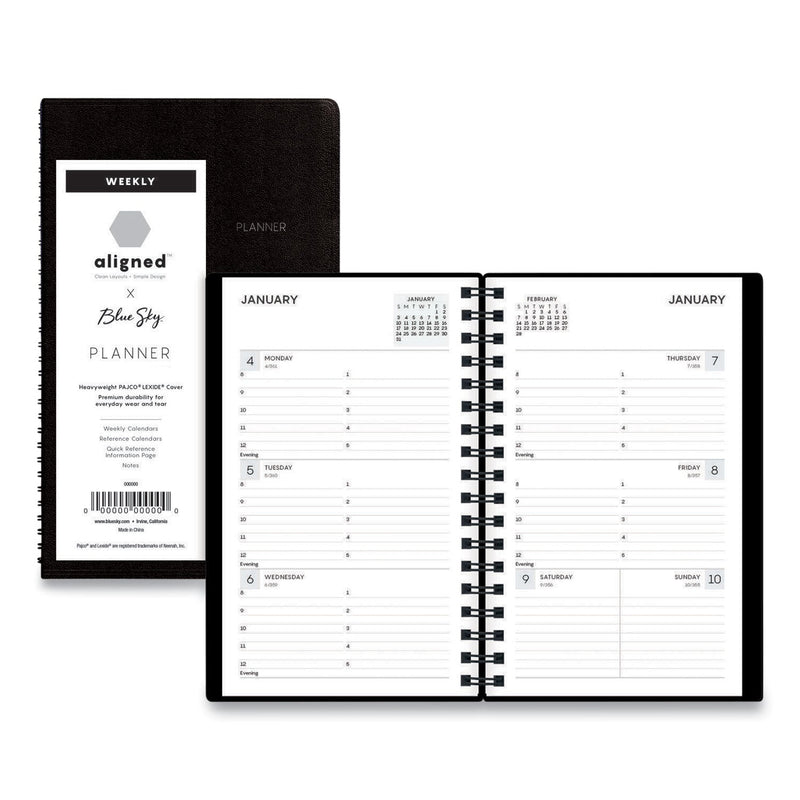 Blue Sky Aligned Weekly Contacts Planner, 6 x 3.5, Black Cover, 12-Month (Jan to Dec): 2023