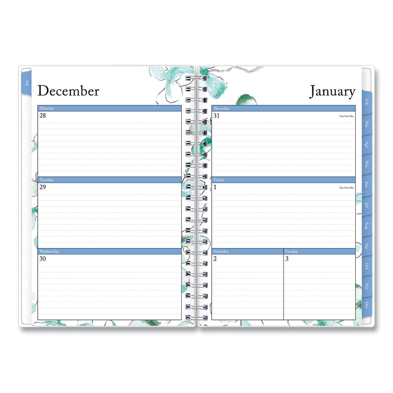 Blue Sky Lindley Weekly/Monthly Planner, Lindley Floral Artwork, 8 x 5, White/Blue/Green Cover, 12-Month (Jan to Dec): 2023