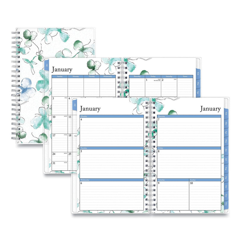 Blue Sky Lindley Weekly/Monthly Planner, Lindley Floral Artwork, 8 x 5, White/Blue/Green Cover, 12-Month (Jan to Dec): 2023