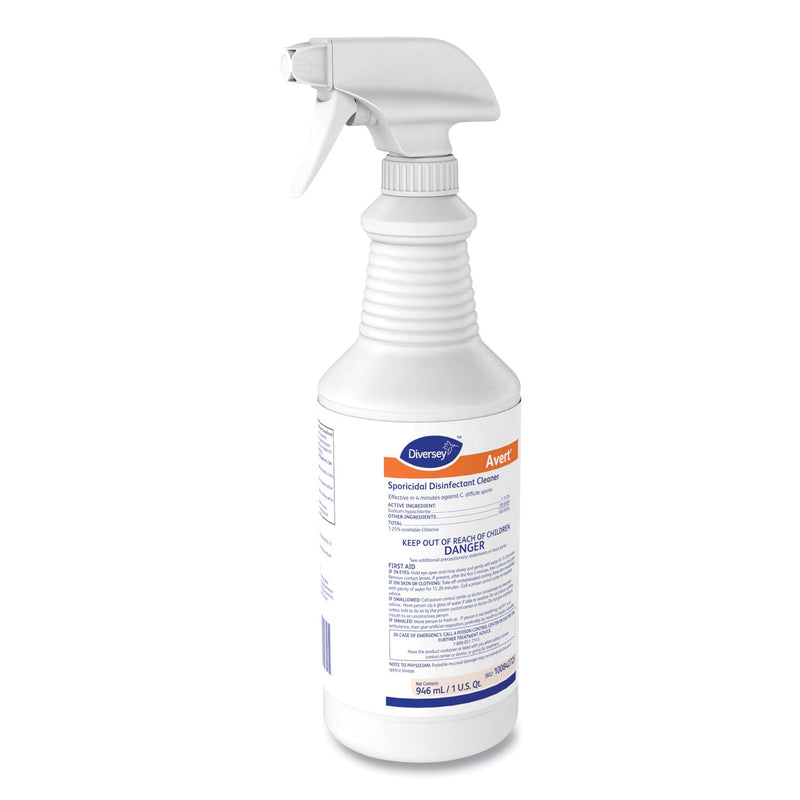 Diversey Avert Sporicidal Disinfectant Cleaner, 32 oz Spray Bottle, 12/Carton