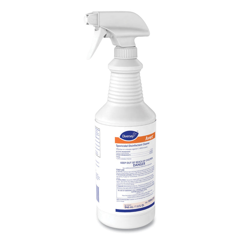 Diversey Avert Sporicidal Disinfectant Cleaner, 32 oz Spray Bottle, 12/Carton