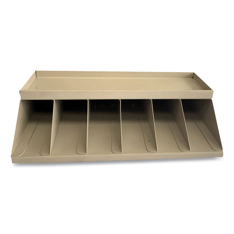 CONTROLTEK Coin Wrapper and Bill Strap Single-Tier Rack, 6 Compartments, 10 x 8.5 x 3, Steel, Pebble Beige