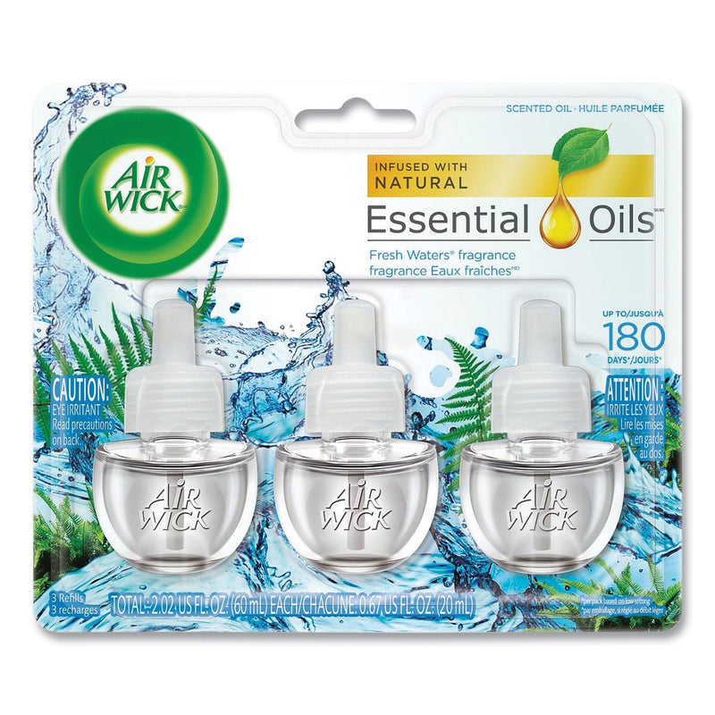 Air Wick Scented Oil Refill, Fresh Waters, 0.67 oz, 3/Pack, 6 Packs/Carton