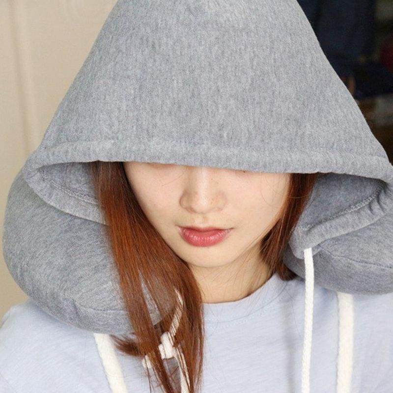 U shaped Neck Pillow soft Hooded Neck pillow for Travel