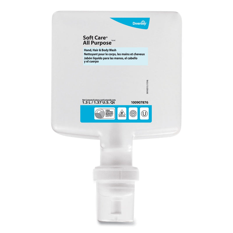 Diversey Soft Care All Purpose Hand, Hair and Body, Lemon Tea Splash, 1.3 L Cartridge, 6/Carton