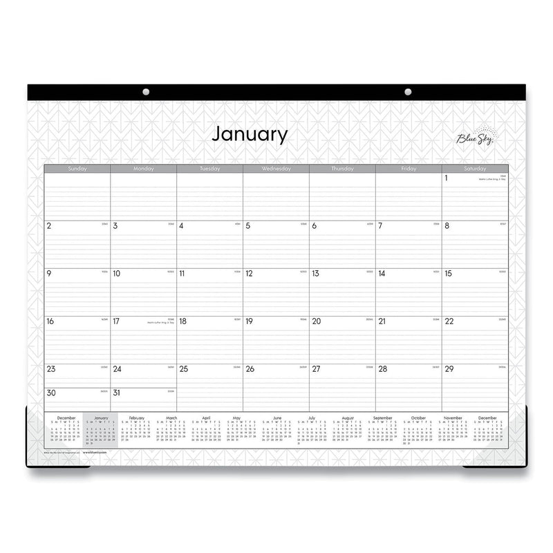 Blue Sky Enterprise Desk Pad, Geometric Artwork, 22 x 17, White/Gray Sheets, Black Binding, Clear Corners, 12-Month (Jan-Dec): 2023