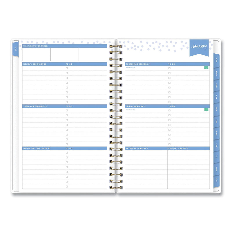 Blue Sky Day Designer Tile Weekly/Monthly Planner, Tile Artwork, 8 x 5, Blue/White Cover, 12-Month (Jan to Dec): 2023