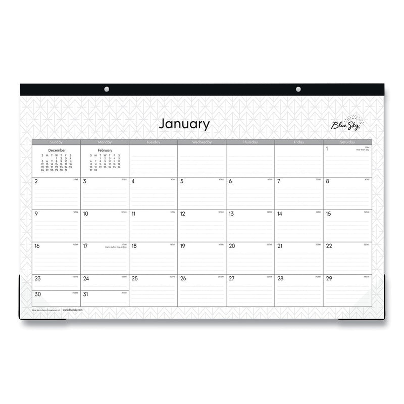Blue Sky Enterprise Desk Pad, Geometric Artwork, 17 x 11, White/Gray Sheets, Black Binding, Clear Corners, 12-Month (Jan-Dec): 2023