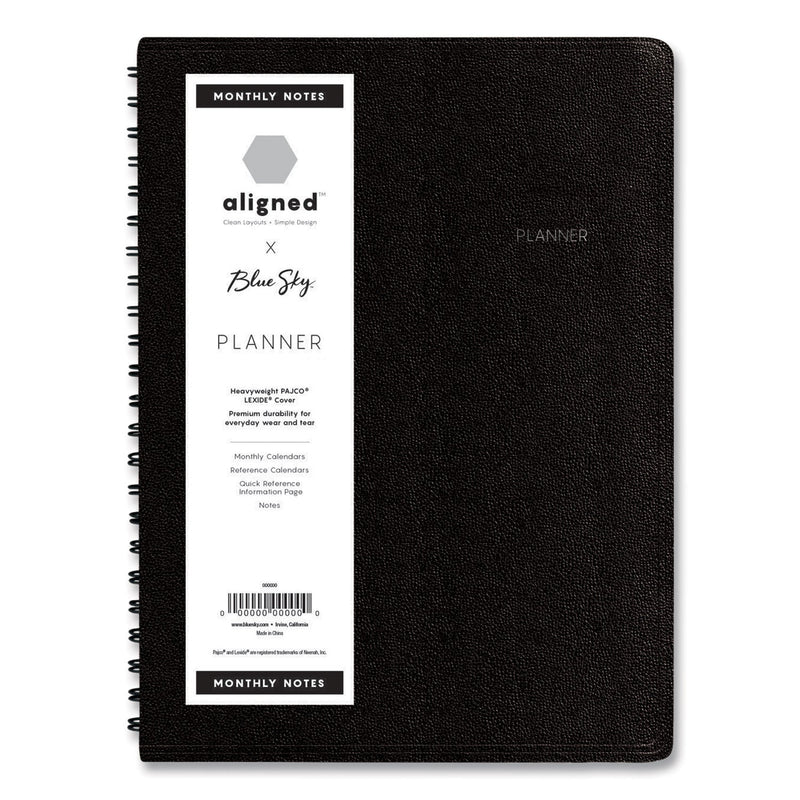 Blue Sky Aligned Monthly Planner with Contacts Page and Extra Notes Pages, 8.63 x 5.88, Black Cover, 12-Month (Jan to Dec): 2023