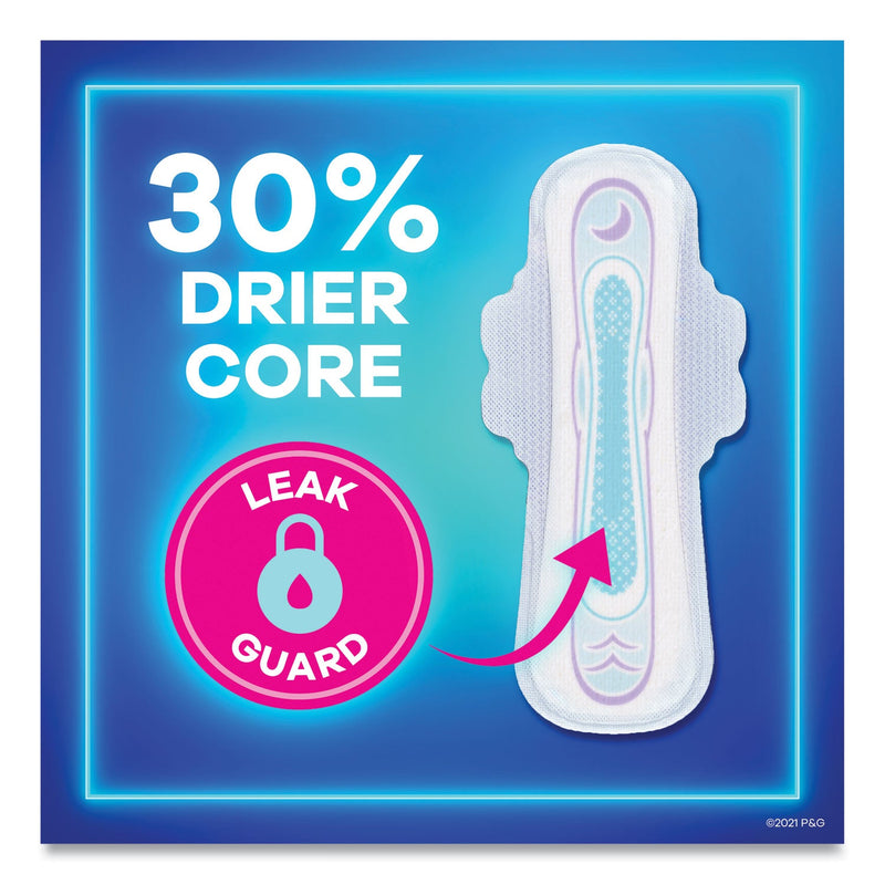 Always Ultra Thin Overnight Pads with Wings, 36/Pack, 6 Packs/Carton