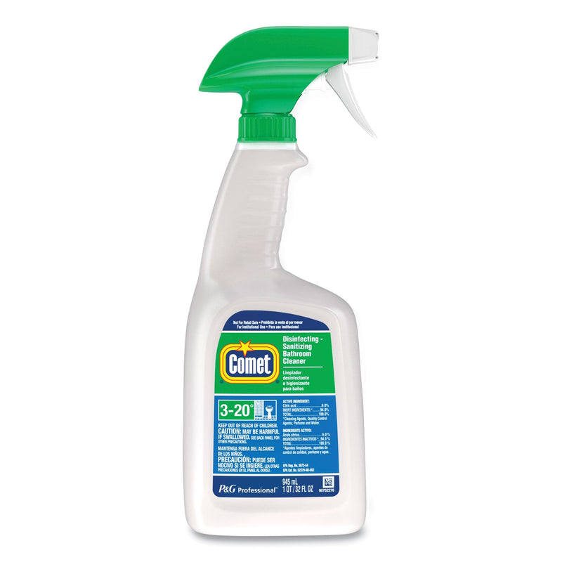 Comet Disinfecting-Sanitizing Bathroom Cleaner, 32 oz Trigger Spray Bottle, 8/Carton