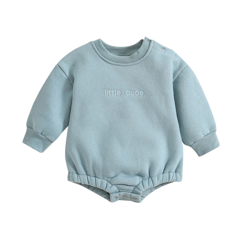 Infant Jumpsuit Solid Color Loose Long Sleeves Onesie