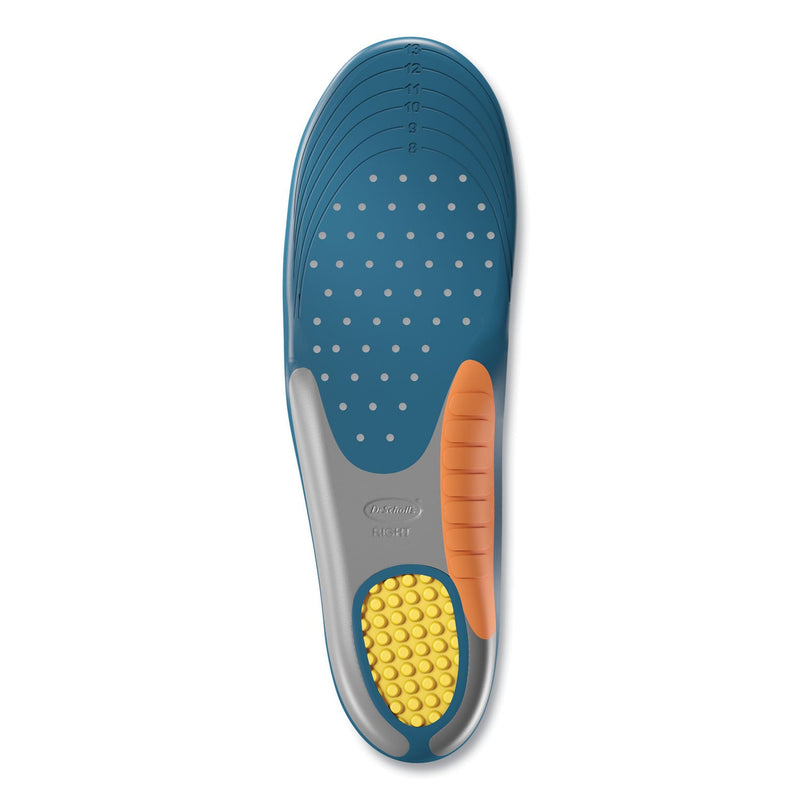 Dr. Scholl's Pain Relief Orthotic Heavy Duty Support Insoles, Men Sizes 8 to 14, Gray/Blue/Orange/Yellow, Pair