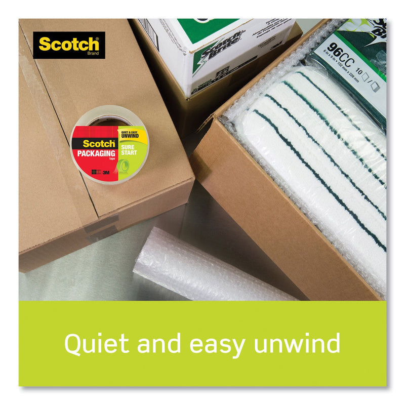 Scotch Sure Start Packaging Tape with Dispenser, 3" Core, 1.88" x 38.2 yds, Clear