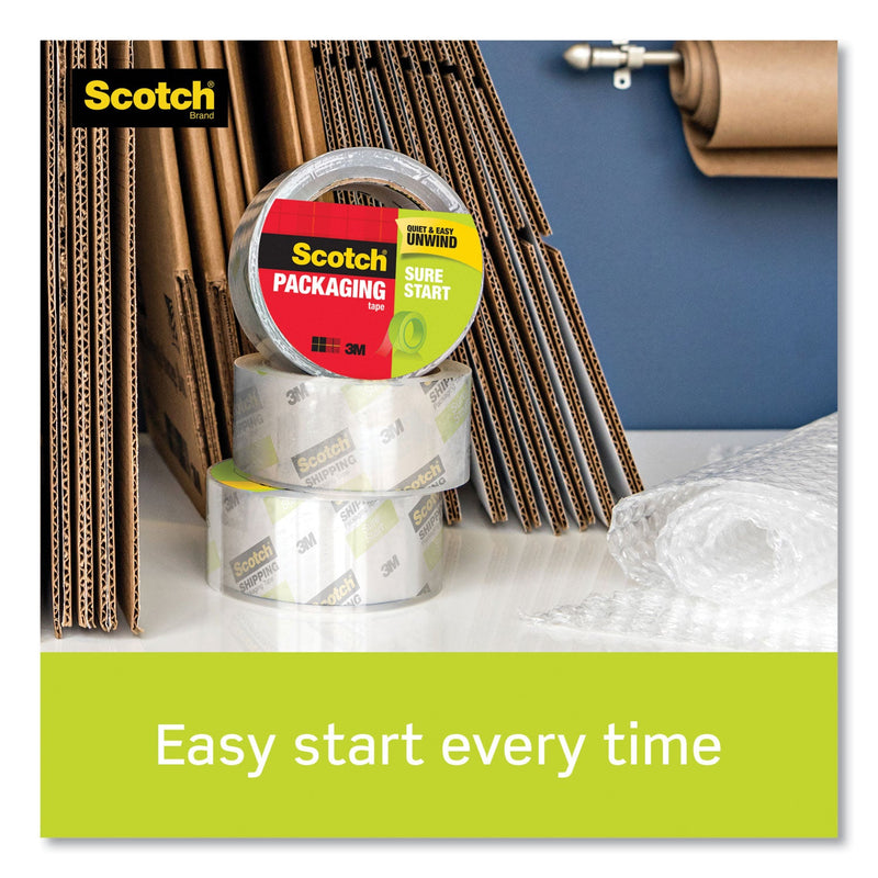 Scotch Sure Start Packaging Tape, 3" Core, 1.88" x 54.6 yds, Clear, 3/Pack