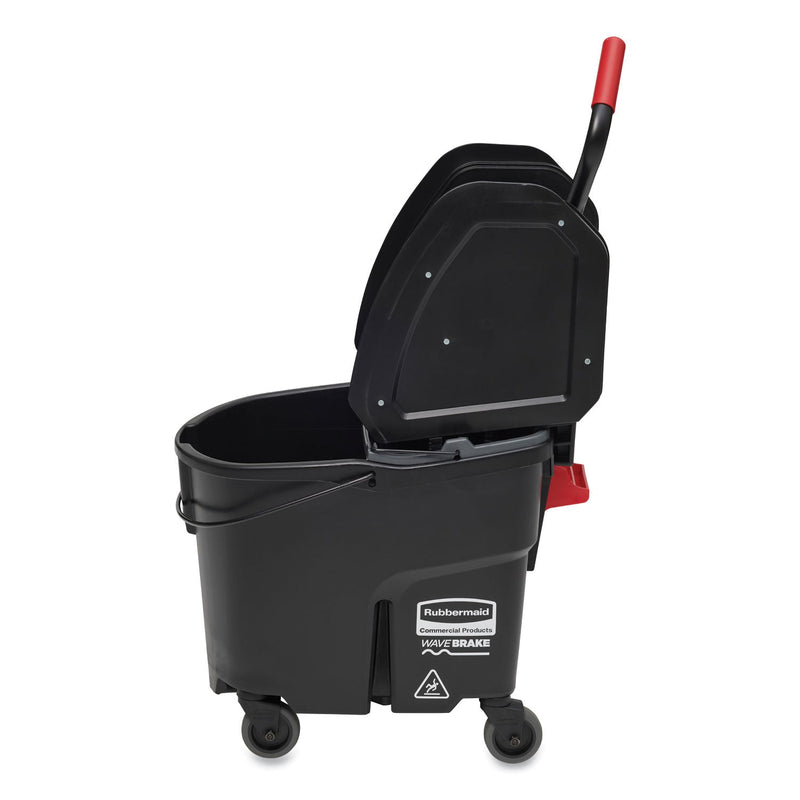 Rubbermaid WaveBrake 2.0 Bucket/Wringer Combos, Down-Press, 35 qt, Plastic, Black