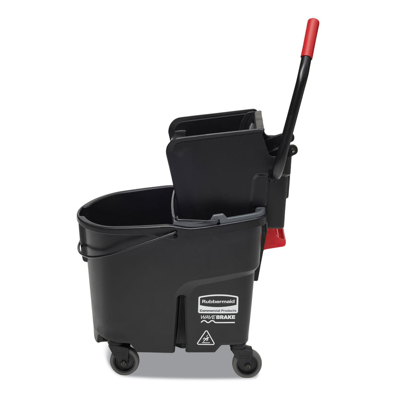 Rubbermaid WaveBrake 2.0 Bucket/Wringer Combos, Side-Press, 35 qt, Plastic, Black