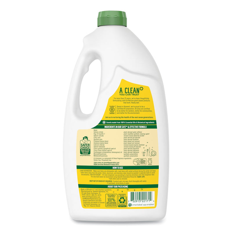 Seventh Generation Natural Automatic Dishwasher Gel, Lemon, 42 oz Bottle, 6/Carton